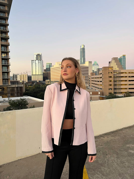 Baby Pink & Black Trim Jacket