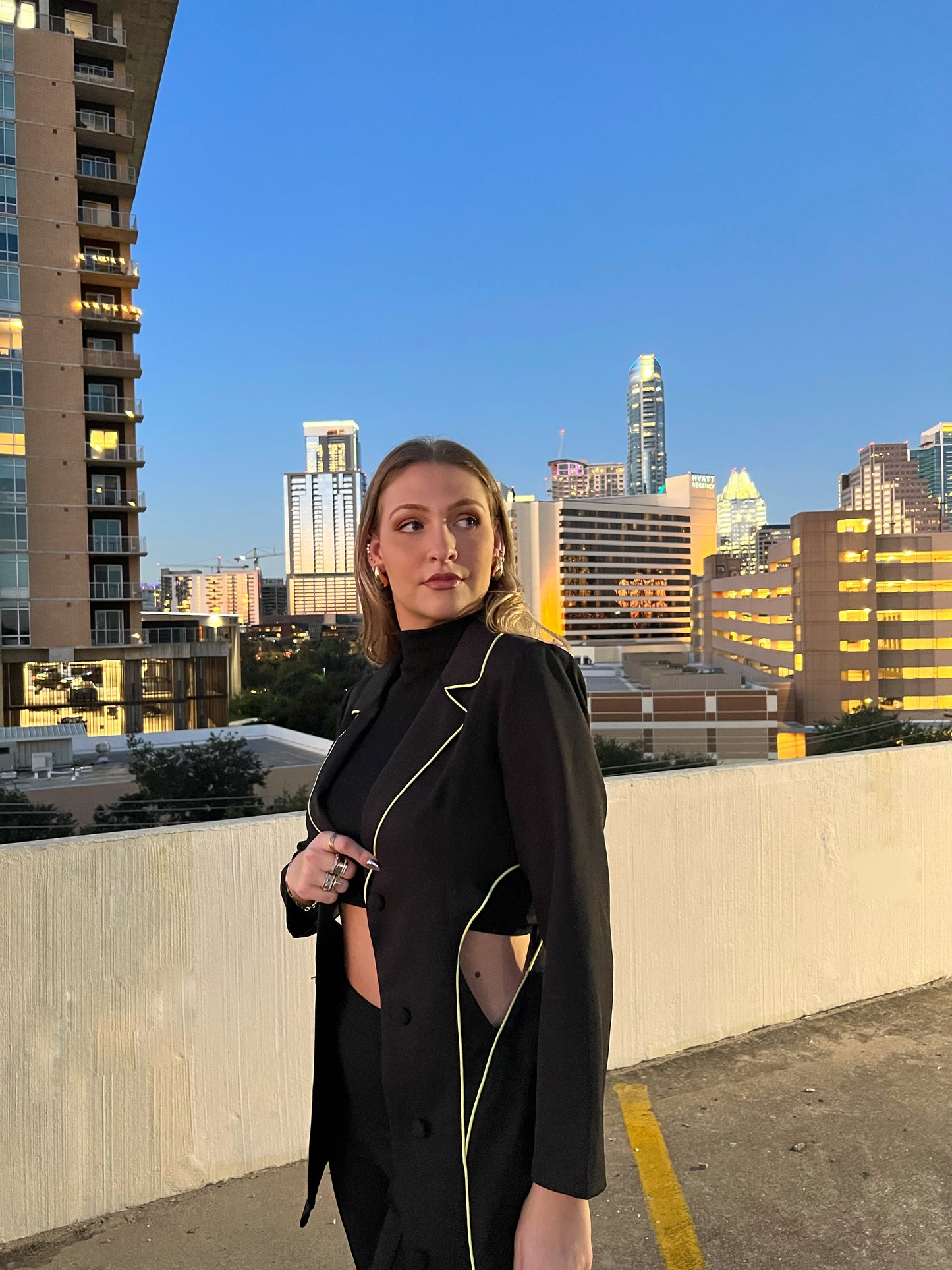 Black cut out Blazer w/ yellow trim