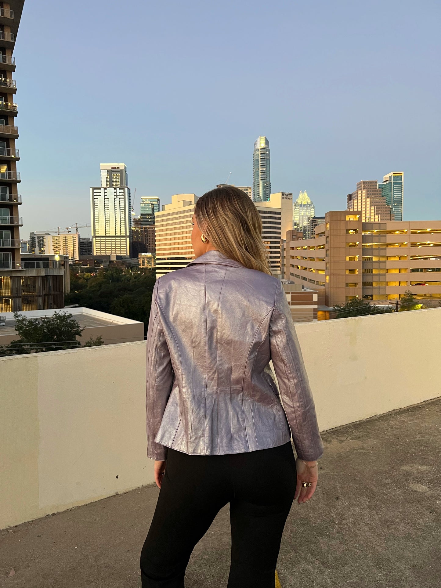 VINTAGE Lilac Metallic Leather Jacket