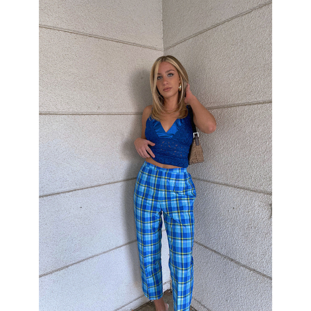 Blue Plaid Pants